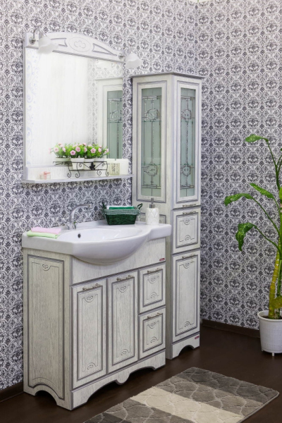 Тумба для комплекта Sanflor Адель 82 белая, патина серебро, R