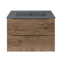Тумба с раковиной Vincea Mia 600 подвесная, 2 выкатных ящика soft close, V.Oak, VMC-2MC600VO+VBS-13960MA