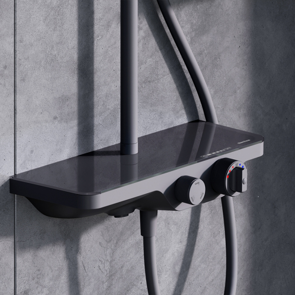Душевая система с ванно-душевым термостатическим смесителем-полкой Damixa Apollo, 947760300