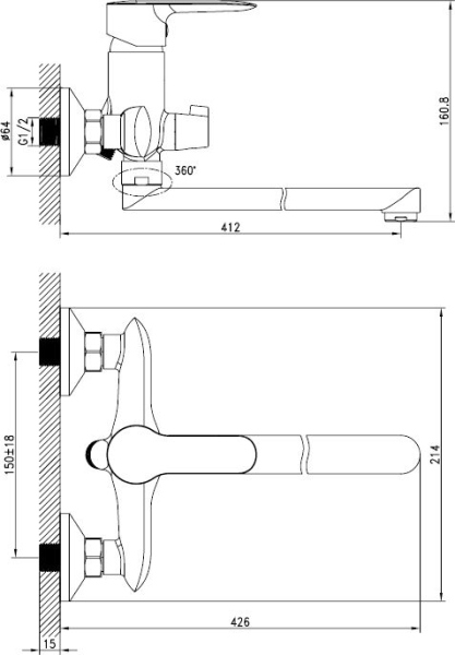 Смеситель для ванны IDDIS Cuba CUBSBL2i10