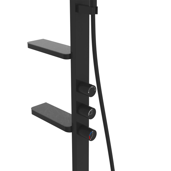 Душевая стойка Vincea Inspire VSFS-3I11MB с изливом, 30см верх душ, черный