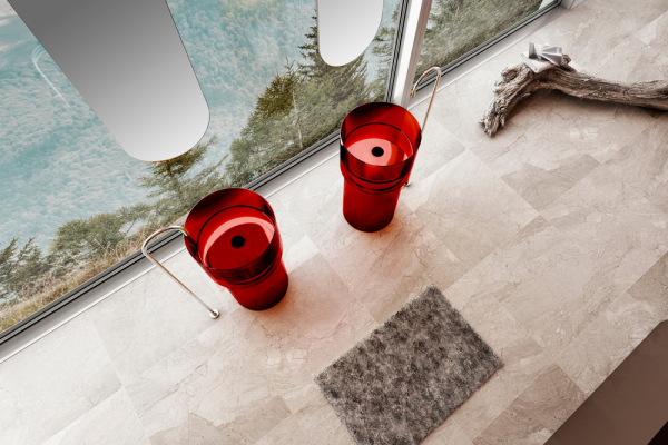 Раковина отдельностоящая прозрачная ABBER Kristall AT2701Rubin-H красная