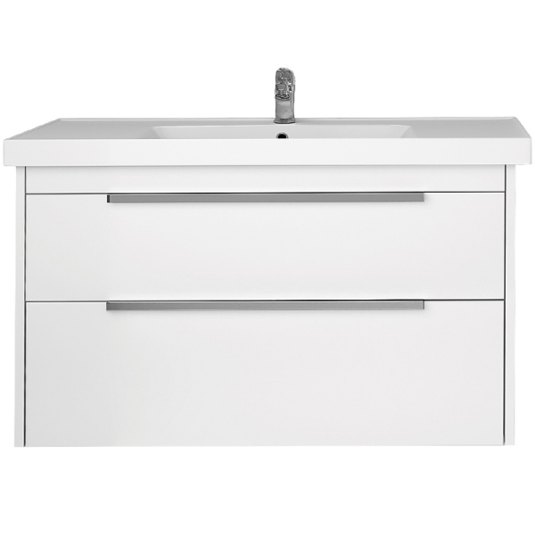 Тумба Dreja PRIME 90, белый лак, 2 ящика, подвес./напол., без опор. (умыв. Грейс)
