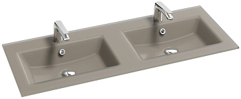 Двойная раковина-столешница из стекла Jacob Delafon Sherwood EB1831RU-DE5 120 см матовый базальт Двойная раковина-столешница из стекла Jacob Delafon Sherwood EB1831RU-DE5 120 см матовый базальт