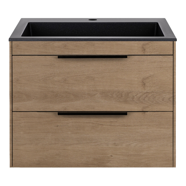 Тумба с раковиной Vincea Chiara 2D 600 подвесная, N.Oak, VMC-2C2600NO+VCB-13600W