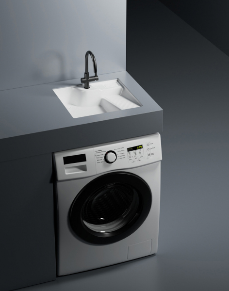 Раковина на стиральную машину встраиваемая снизу ABBER Rechteck AC2224R белая