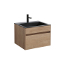 Тумба с раковиной Vincea Chiara 600 подвесная, 1 выкатной ящик soft-close, N.Oak, VMC-2C600NO+VCB-13600B