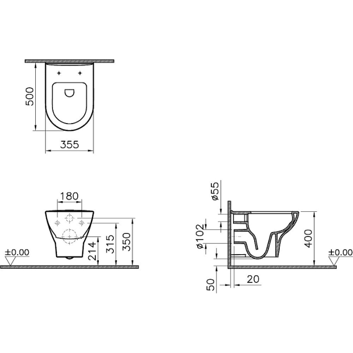 Комплект унитаз Vitra Zentrum 9012B003-7206 с инсталляцией