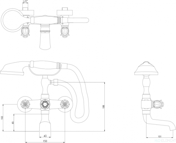 Смеситель Bronze de Luxe Florence 10319 для ванны с душем