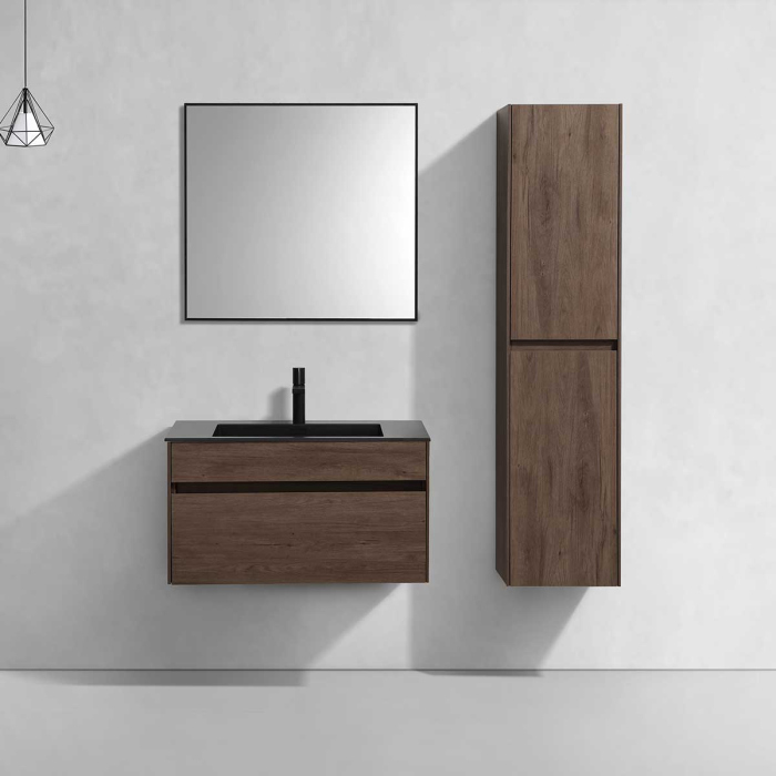 Тумба с раковиной Vincea Chiara 800 подвесная, 1 выкатной ящик soft-close, R.Oak, VMC-2C800RO+VCB-13800G
