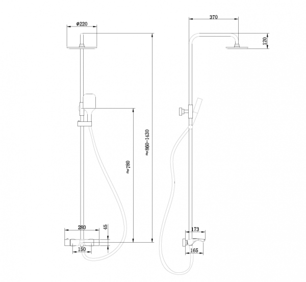 Душевая стойка ABBER Thermostat AF8516FWL с термостатом и изливом, белый матовый