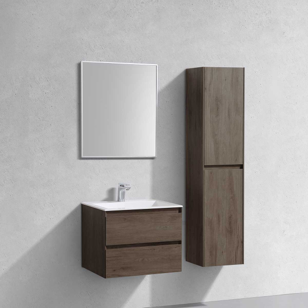 Тумба с раковиной Vincea Luka 600 подвесная, 2 выкатных ящика soft-close, R.Oak, VMC-2L600RO+VCB-13600W