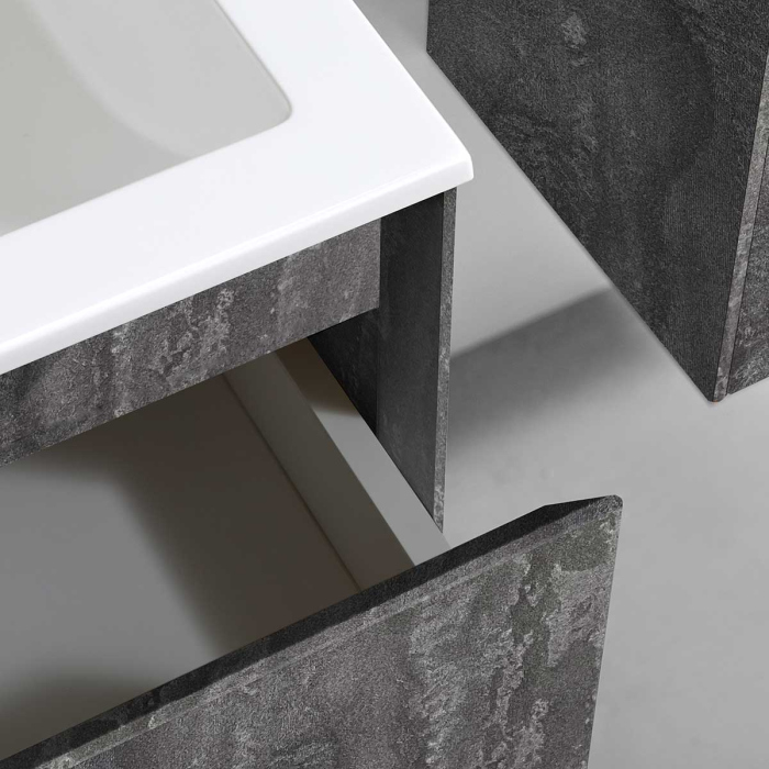 Тумба с раковиной Vincea Luka 800 подвесная, 2 выкатных ящика soft-close, G.Stone, VMC-2L800GS+VCB-13800G