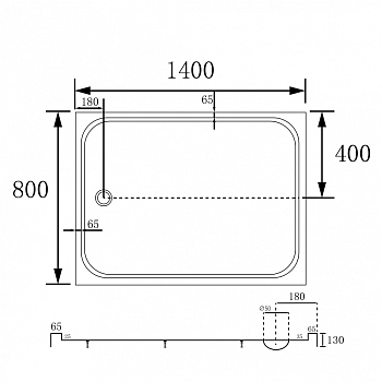 Душевой поддон ABBER AD3C148 140х80 прямоугольный, акриловый, белый