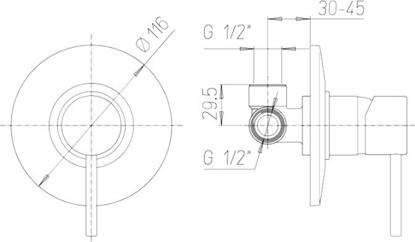 Смеситель Paini Cox 78CR690 С ВНУТРЕННЕЙ ЧАСТЬЮ, для душа