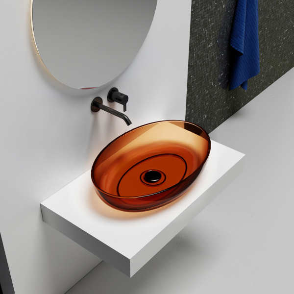 Раковина накладная прозрачная ABBER Kristall AT2801Opal коричневая