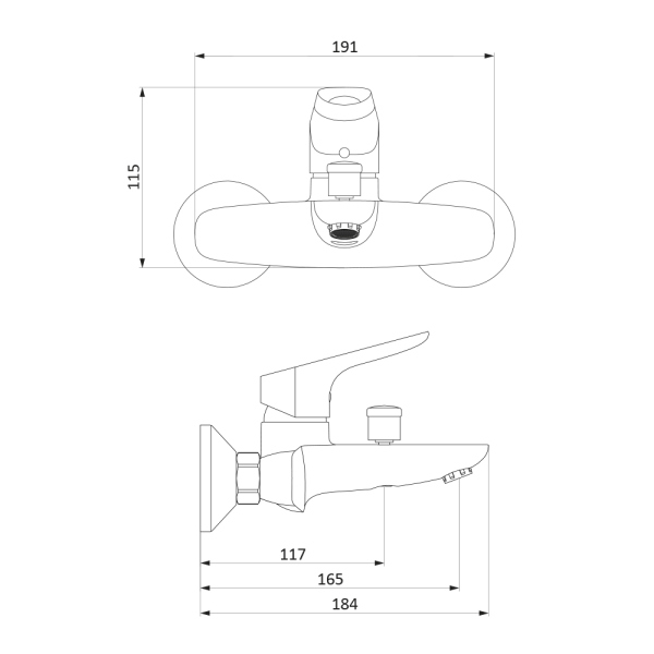Смеситель для ванны и душа Damixa Jupiter, 771000001