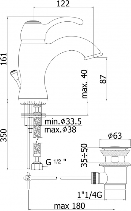 Смеситель Paffoni Flavia FA075BR для раковины