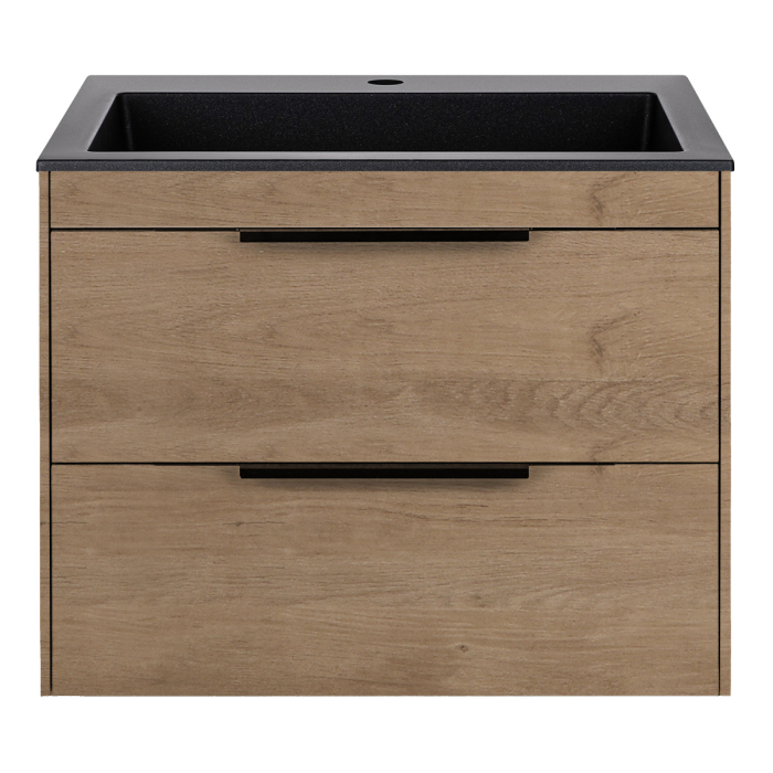 Тумба с раковиной Vincea Chiara 2D 600 подвесная, N.Oak, VMC-2C2600NO+VCB-13600G
