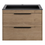 Тумба с раковиной Vincea Chiara 2D 600 подвесная, N.Oak, VMC-2C2600NO+VCB-13600G