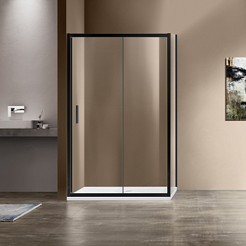 Душевой уголок Vincea Garda VSR-1G9013CLB, 1300*900, черный, стекло прозрачное