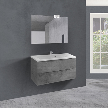 Тумба без раковины Vincea Mia 900 подвесная, 2 выкатных ящика soft close, Beton, VMC-2MA900BT