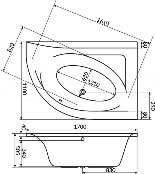 Акриловая ванна Excellent Aquaria WAEX.ARP17WH(правая) Акриловая ванна Excellent Aquaria WAEX.ARP17WH(правая)