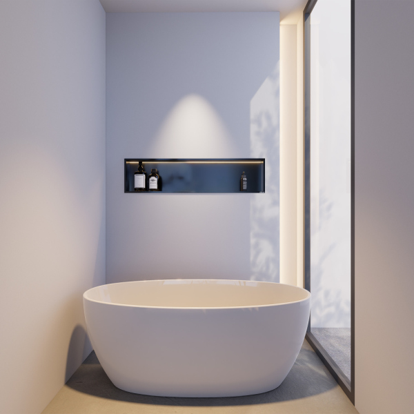 Скрытая настенная ниша из нержавеющей стали ABBER Nischen AN3006MB с LED подсветкой, черная матовая