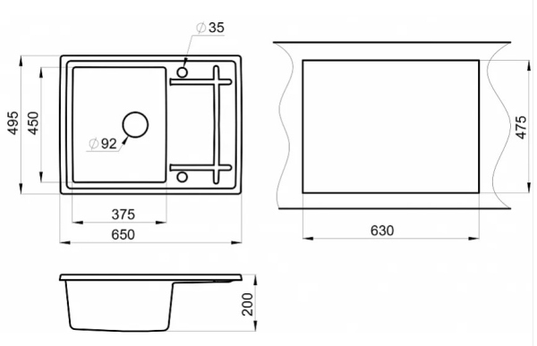 Кухонная мойка GRANULA (6501, АЛЮМИНИУМ)
