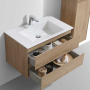 Тумба с раковиной Vincea Luka 800 подвесная, 2 выкатных ящика soft-close, N.Oak, VMC-2L800NO+VCB-13800G