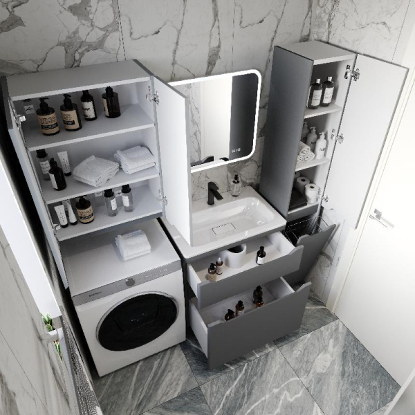 Тумба без раковины Style Line напольная "Марелла 70" (2 ящ.) серый, PLUS, СС-00002400