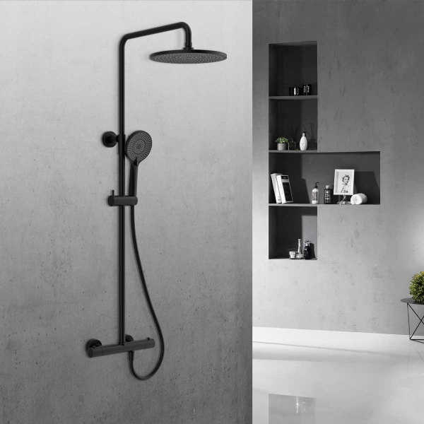 Душевая стойка Vincea Esse VSFS-1E0TMB термостатическая, черный