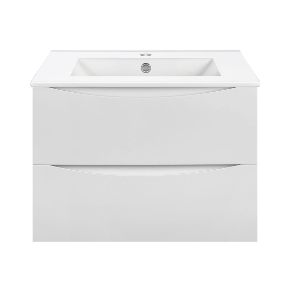 Тумба с раковиной Vincea Mia 600 подвесная, 2 выкатных ящика soft close, G.White, VMC-2MC600GW+VBS-13960MB