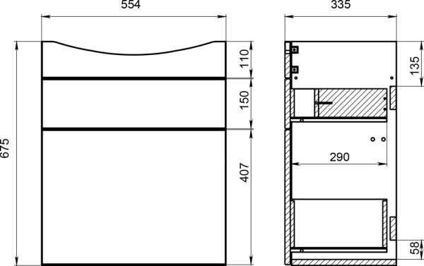 Тумба для комплекта Cersanit Smart 60 ясень, белый