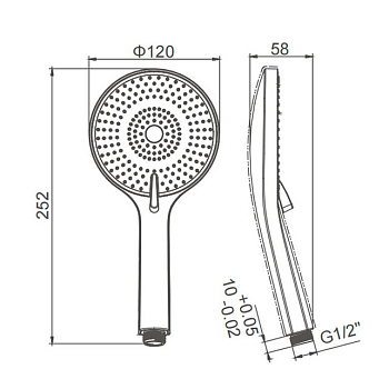 Лейка для душа, 2-х режимная (мат.золото) Caprigo, 98-501-brg