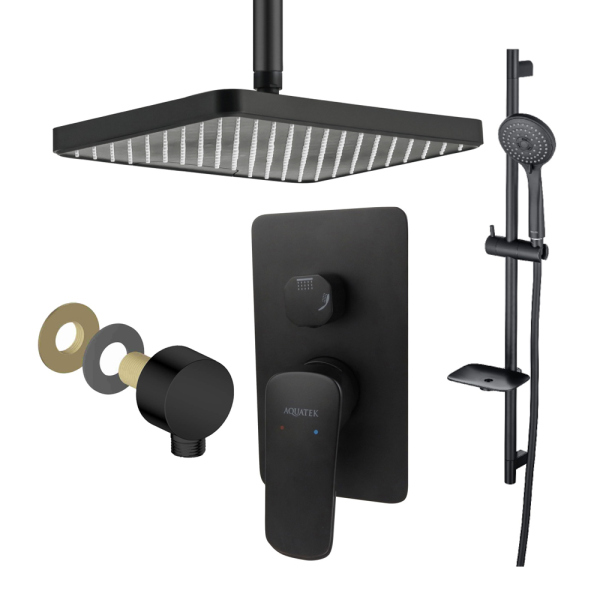 Душевая система Aquatek Вега AQ1075MB Черная матовая