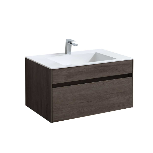 Тумба с раковиной Vincea Chiara 800 подвесная, 1 выкатной ящик soft-close, R.Oak, VMC-2C800RO+VCB-13800W