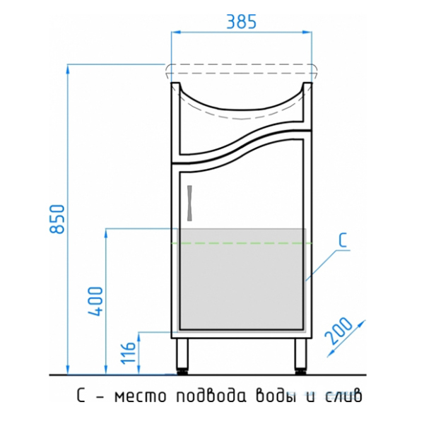 Тумба для комплекта Style Line Эко Волна №2 40 белая