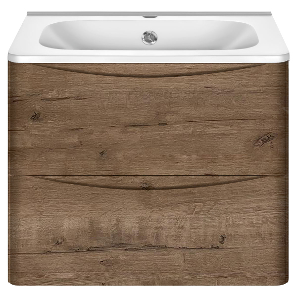 Тумба с раковиной Vincea Paola 600 подвесная, 2 выкатных ящика soft close, V.Oak, VMC-2P600VO+VCB-2VP600B