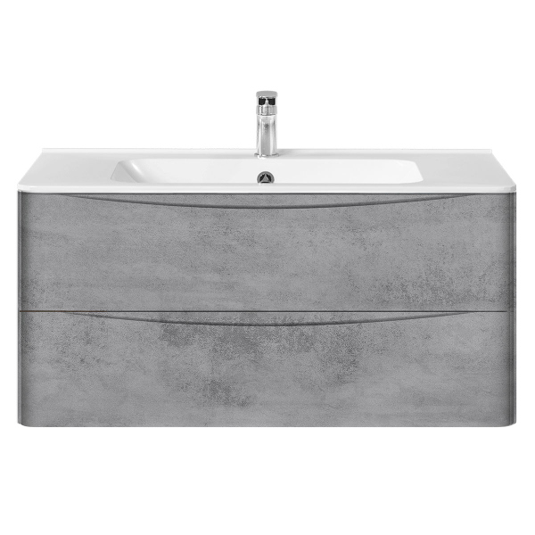 Тумба с раковиной Vincea Paola 1000 подвесная, 2 выкатных ящика soft close, Beton, VMC-2P100BT+VCB-2VP100W