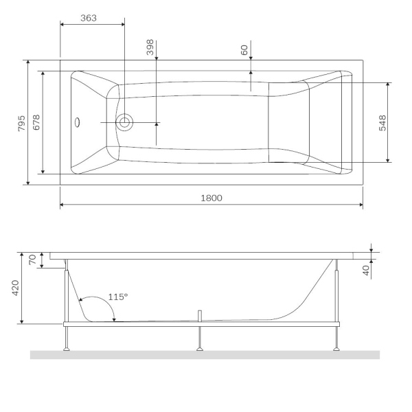 Каркас для ванны 180х80 см AM.PM Gem, W93A-180-080W-R Каркас для ванны 180х80 см AM.PM Gem, W93A-180-080W-R