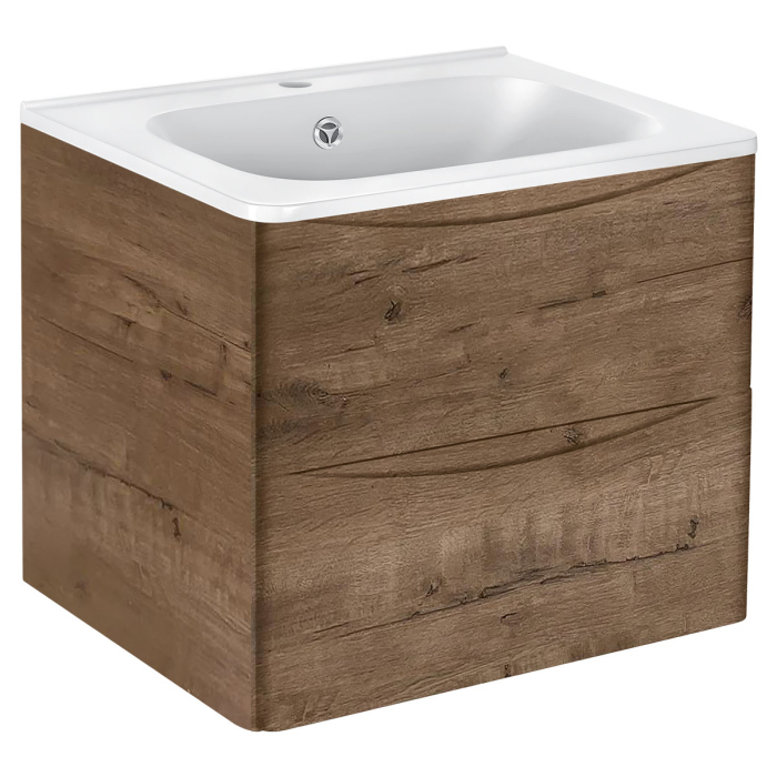 Тумба с раковиной Vincea Paola 600 подвесная, 2 выкатных ящика soft close, Beton, VMC-2P600BT+VCB-2VP600W