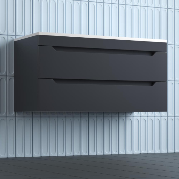 Тумба без раковины подвесная "Остин" 100 2 ящ графит эмаль PLUS, ЛС-00002408