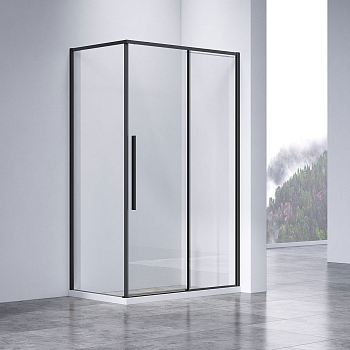 Душевой уголок Vincea Slim-N VSR-4SN9011CLB, 1100*900, черный, стекло прозрачное