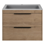 Тумба с раковиной Vincea Chiara 2D 600 подвесная, N.Oak, VMC-2C2600NO+VCB-13600G