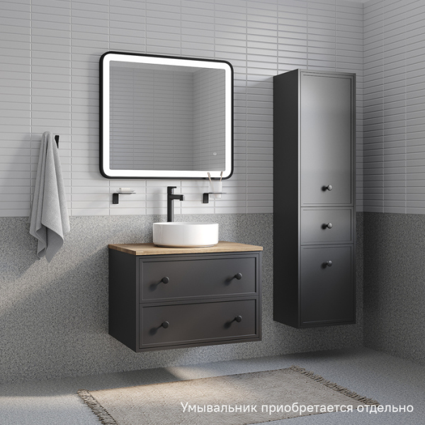 Тумба без раковины подвесная со столешницей МДФ, 70 см IDDIS Torr темно-серый (TOR70DVi95K)