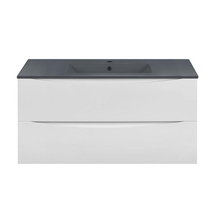 Тумба с раковиной Vincea Mia 1000 подвесная, 2 выкатных ящика soft close, G.White, VMC-2MC100GW+VBS-13100MA