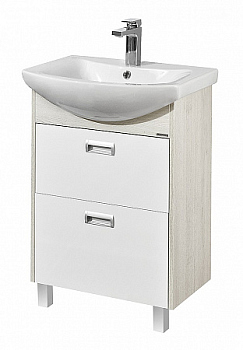 Тумба с раковиной Акватон Бекка 60 1A1966K1BAC20, белый глянец/дуб сомерсет