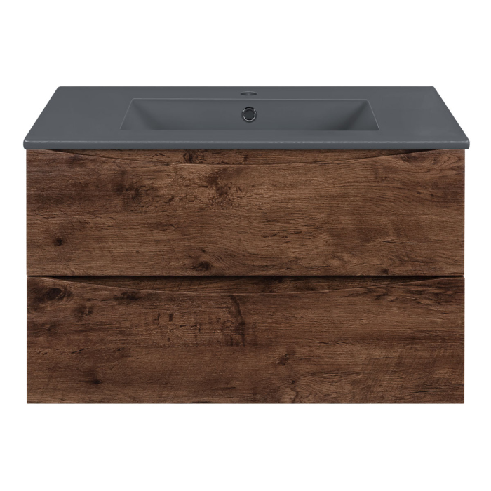 Тумба с раковиной Vincea Mia 750 подвесная, 2 выкатных ящика soft close, R.Wood, VMC-2MC750RW+VBS-13975
