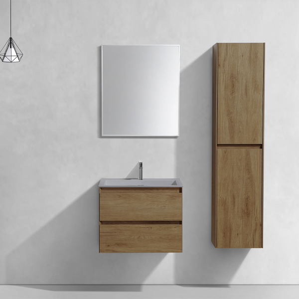 Тумба с раковиной Vincea Luka 600 подвесная, 2 выкатных ящика soft-close, T.Oak, VMC-2L600TO+VCB-13600G